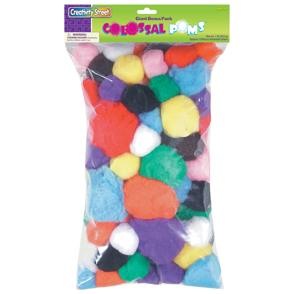 Creativity Street Colossal Poms, Assorted Sizes, 1 lb. PAC8181-01